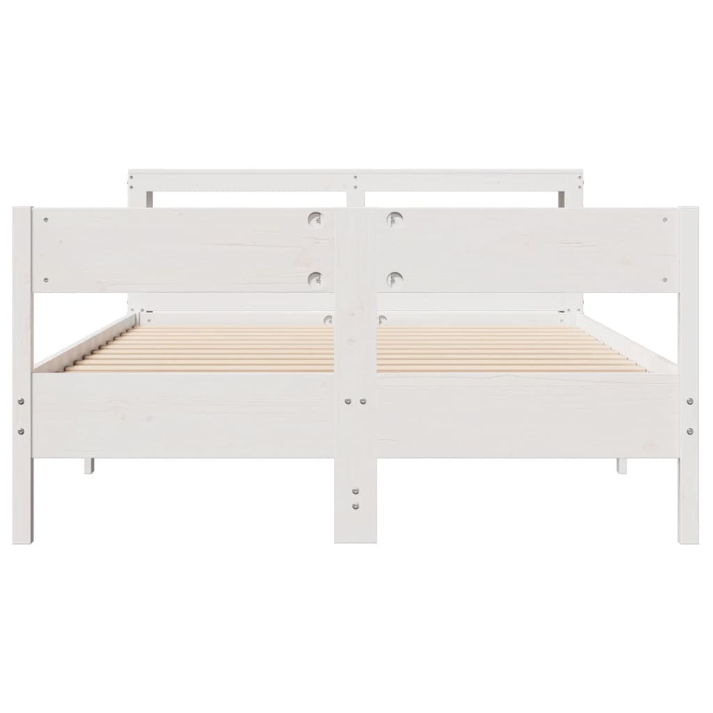sengeramme uden madras 120x200 cm massivt fyrretræ hvid