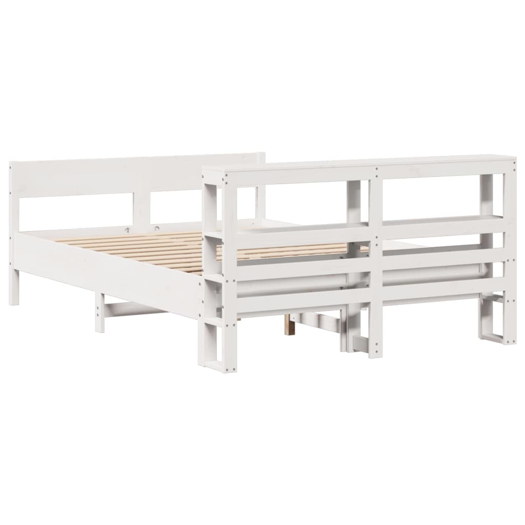 sengeramme uden madras 120x200 cm massivt fyrretræ hvid