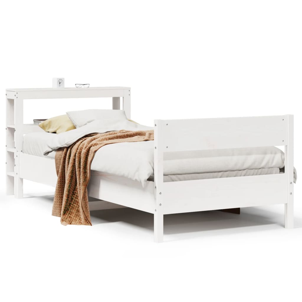 sengeramme uden madras 90x200 cm massivt fyrretræ hvid