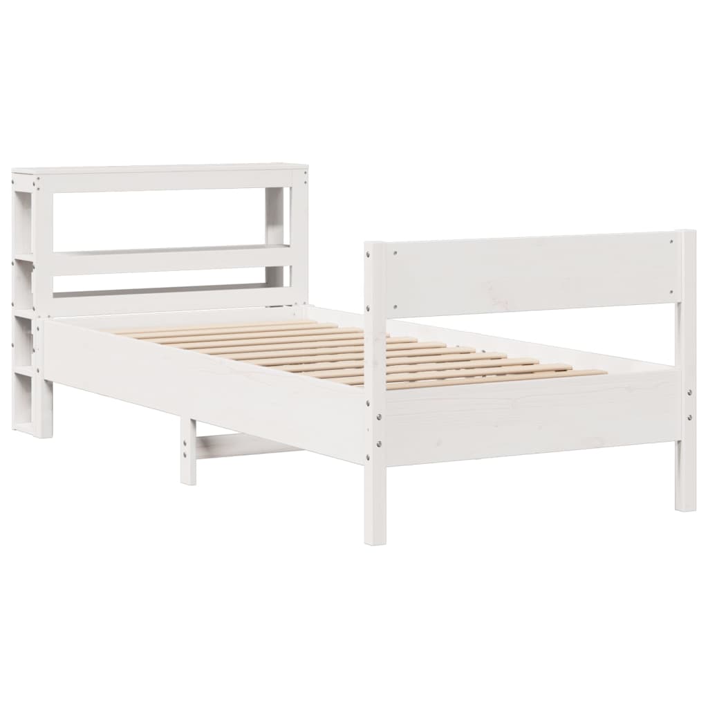 sengeramme uden madras 90x200 cm massivt fyrretræ hvid