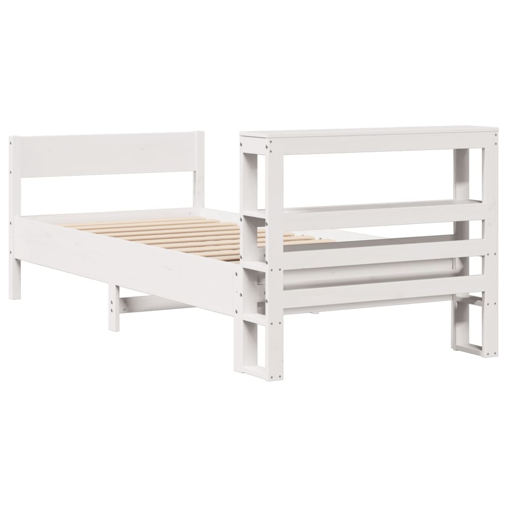 sengeramme uden madras 90x200 cm massivt fyrretræ hvid