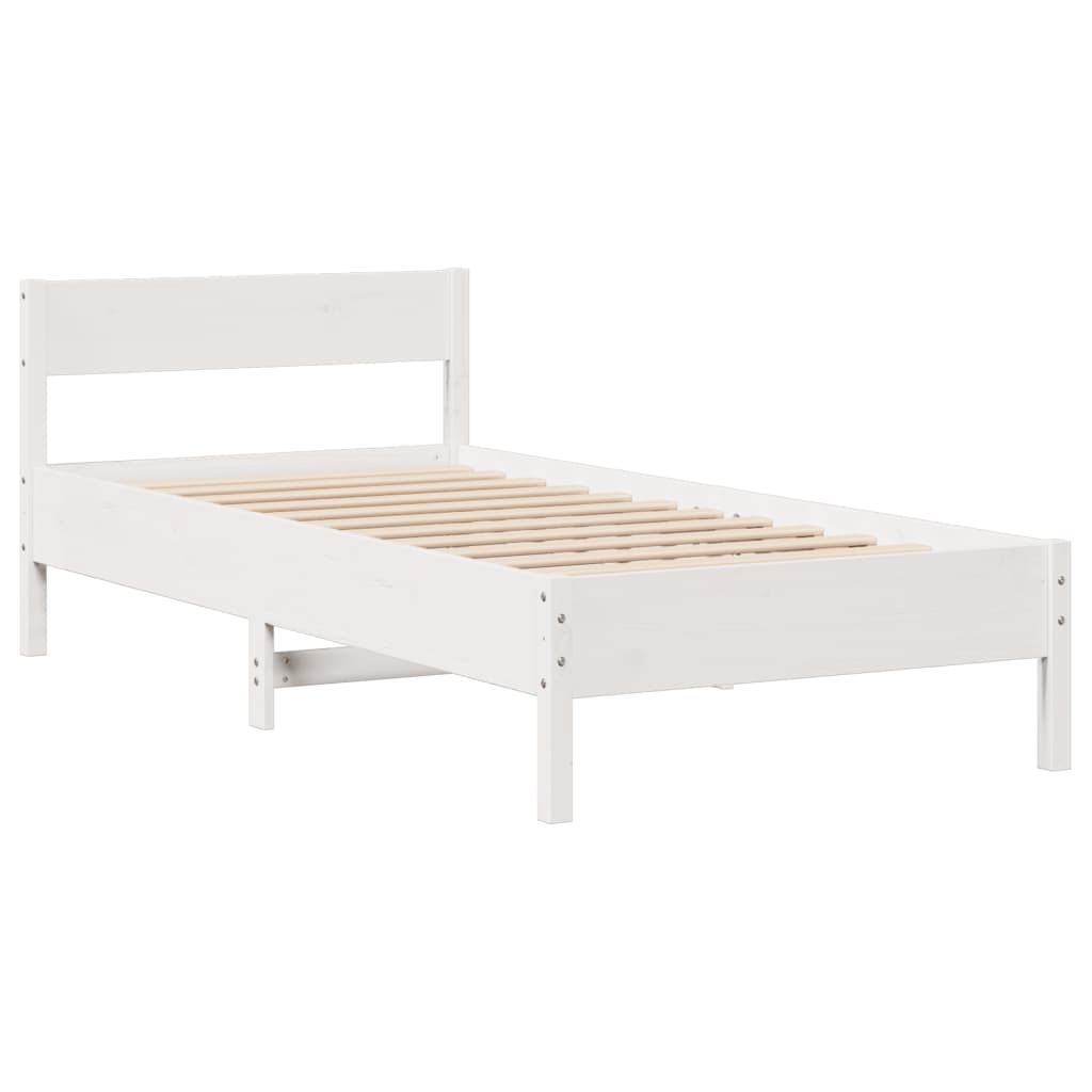 sengeramme uden madras 90x200 cm massivt fyrretræ hvid