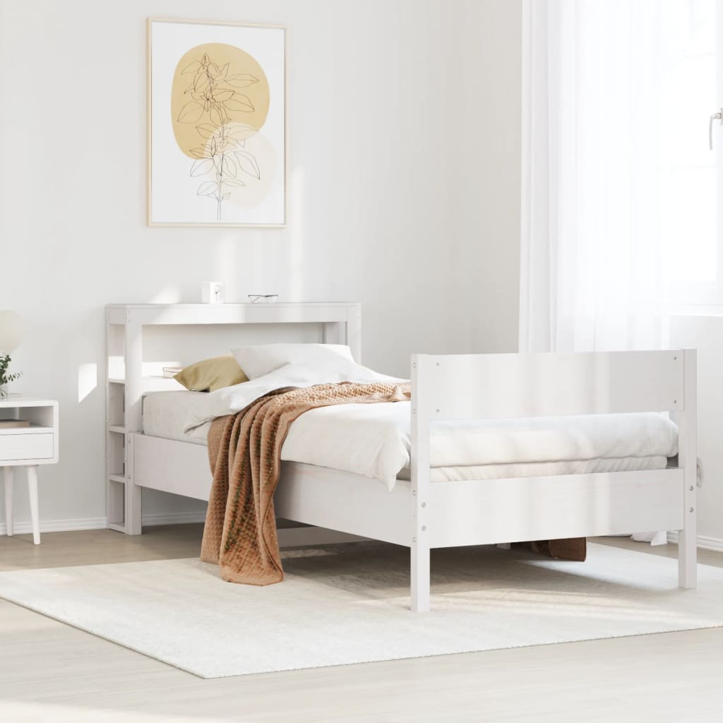 sengeramme uden madras 90x200 cm massivt fyrretræ hvid