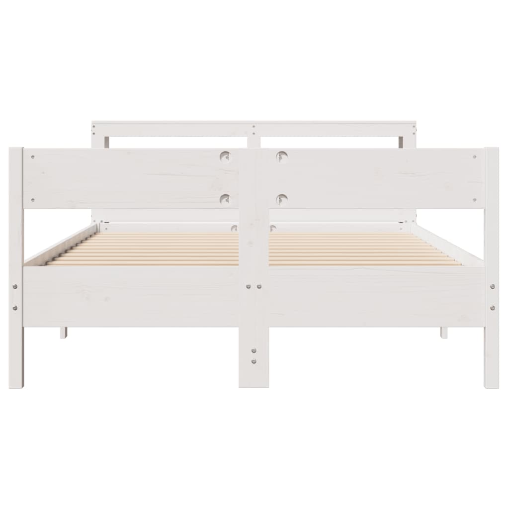 sengeramme uden madras 140x190 cm massivt fyrretræ hvid