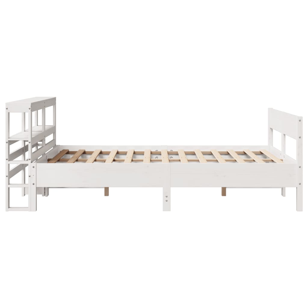 sengeramme uden madras 140x190 cm massivt fyrretræ hvid