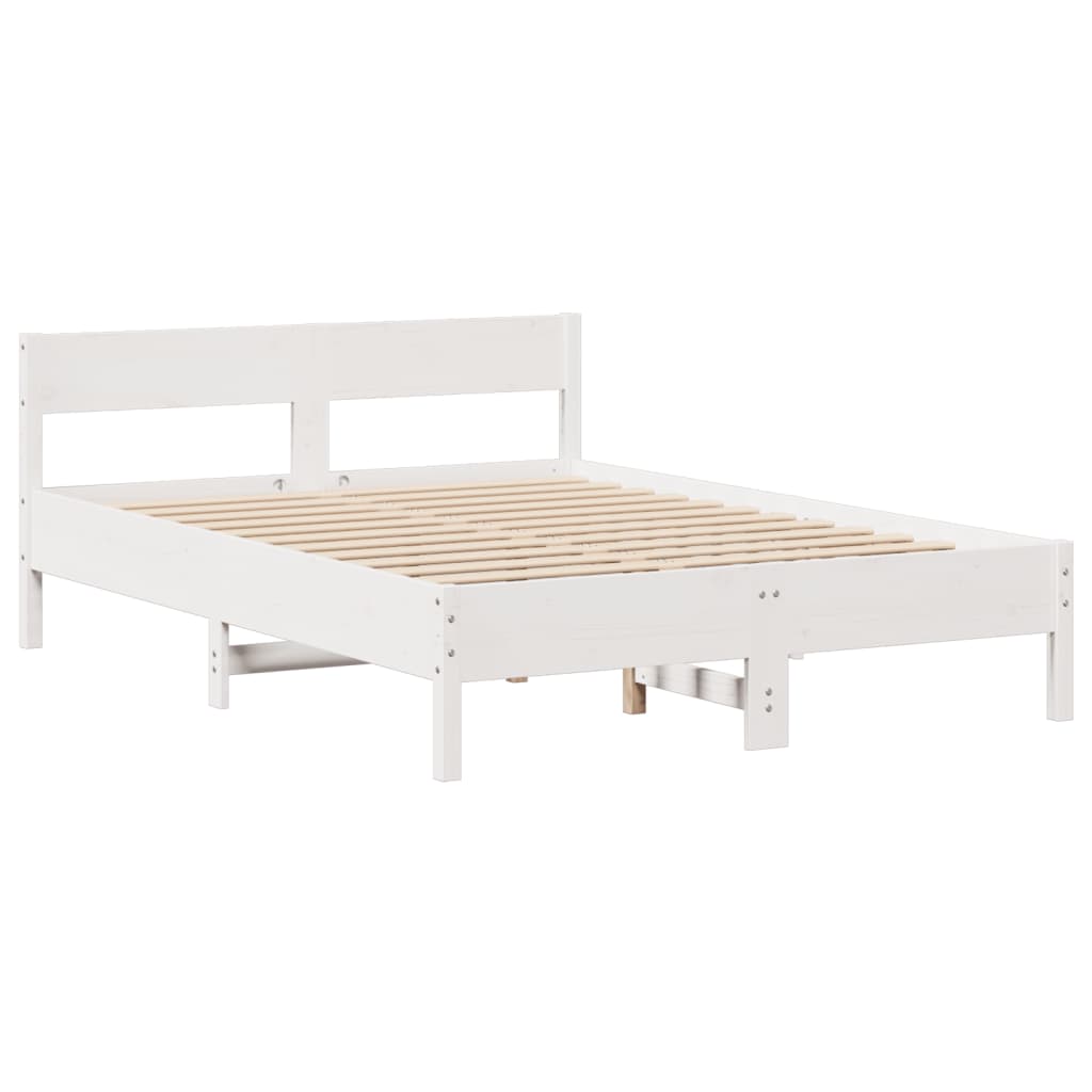 sengeramme uden madras 140x190 cm massivt fyrretræ hvid