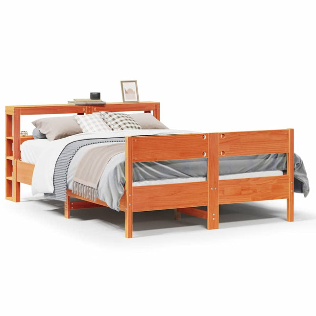 sengeramme uden madras 140x190 cm massivt fyrretræ gyldenbrun
