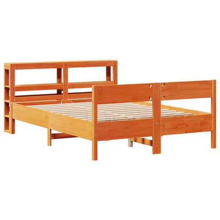 sengeramme uden madras 135x190 cm massivt fyrretræ brun