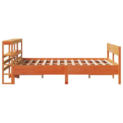 sengeramme uden madras 135x190 cm massivt fyrretræ brun