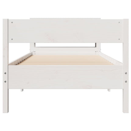 sengeramme uden madras 90x190 cm massivt fyrretræ hvid
