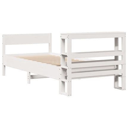 sengeramme uden madras 75x190 cm massivt fyrretræ hvid