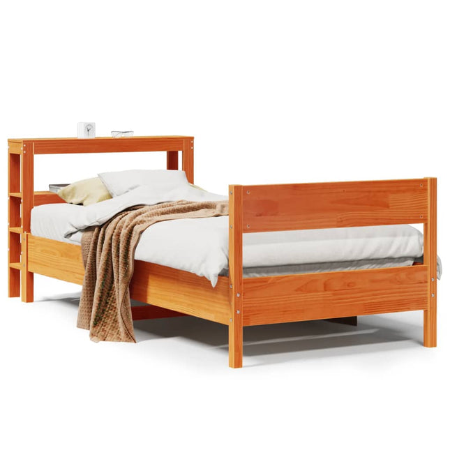 sengeramme uden madras 75x190 cm massivt fyrretræ gyldenbrun