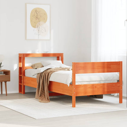 sengeramme uden madras 75x190 cm massivt fyrretræ gyldenbrun