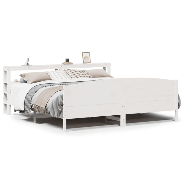 sengeramme uden madras 200x200 cm massivt fyrretræ hvid