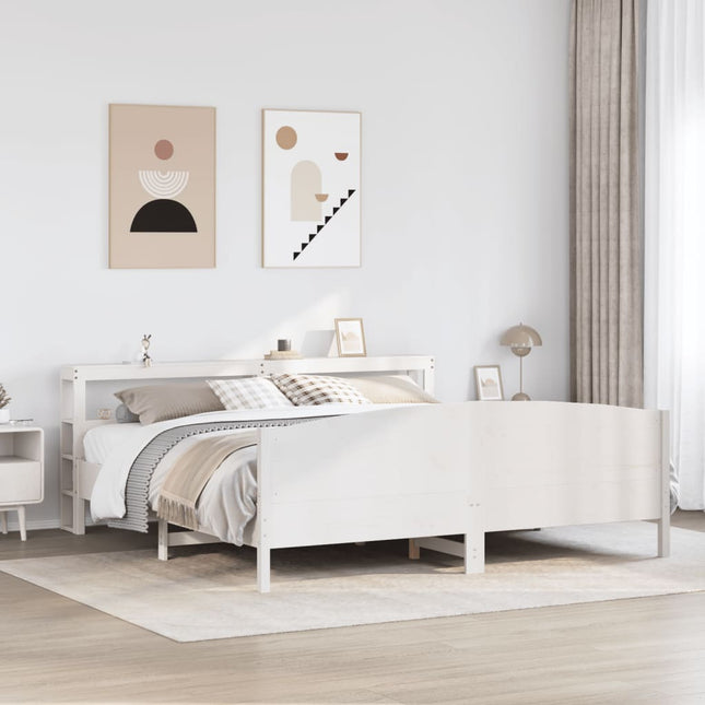 sengeramme uden madras 200x200 cm massivt fyrretræ hvid