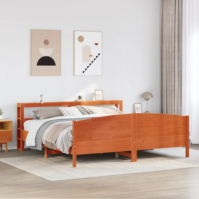 sengeramme uden madras 200x200 cm massivt fyrretræ gyldenbrun