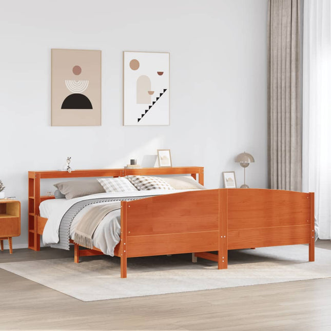 sengeramme uden madras 180x200 cm massivt fyrretræ gyldenbrun