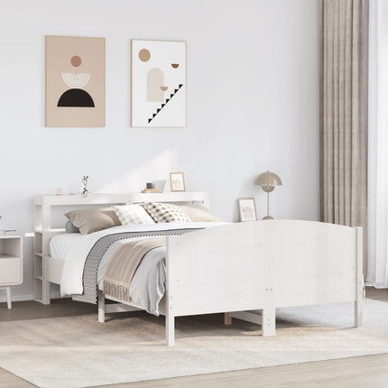 sengeramme uden madras 160x200 cm massivt fyrretræ hvid