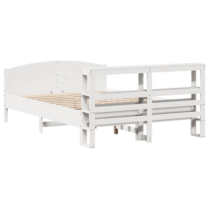 sengeramme uden madras 150x200 cm massivt fyrretræ hvid