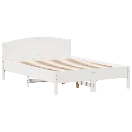 sengeramme uden madras 150x200 cm massivt fyrretræ hvid
