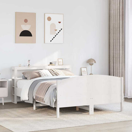 sengeramme uden madras 150x200 cm massivt fyrretræ hvid