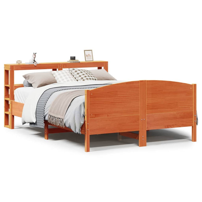 sengeramme uden madras 140x200 cm massivt fyr gyldenbrun