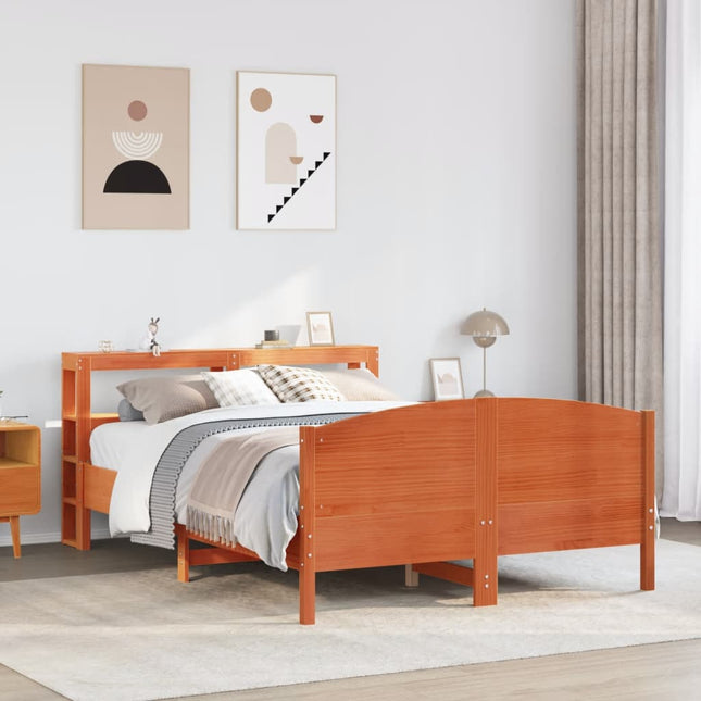 sengeramme uden madras 140x200 cm massivt fyr gyldenbrun
