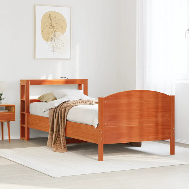 sengeramme uden madras 100x200 cm massivt fyrretræ gyldenbrun