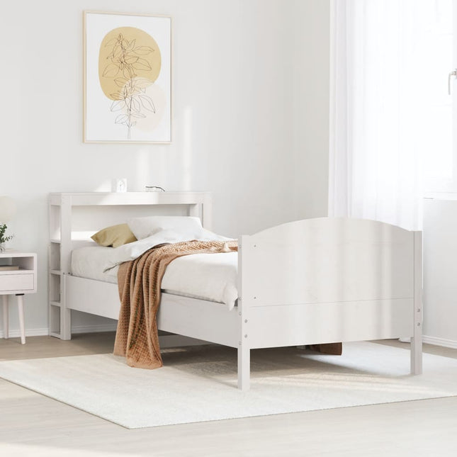 sengeramme uden madras 90x200 cm massivt fyrretræ hvid