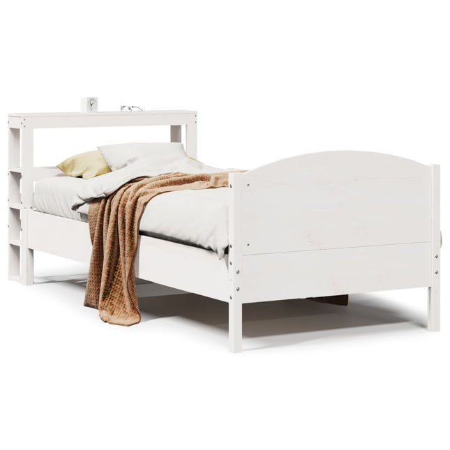 sengeramme uden madras 75x190 cm massivt fyrretræ hvid