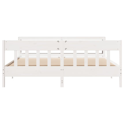 sengeramme uden madras 200x200 cm massivt fyrretræ hvid