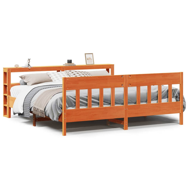 sengeramme uden madras 200x200 cm massivt fyrretræ gyldenbrun