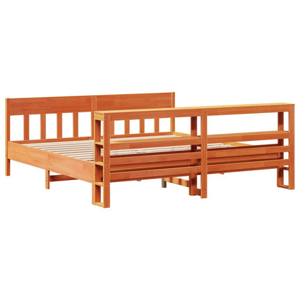 sengeramme uden madras 200x200 cm massivt fyrretræ gyldenbrun