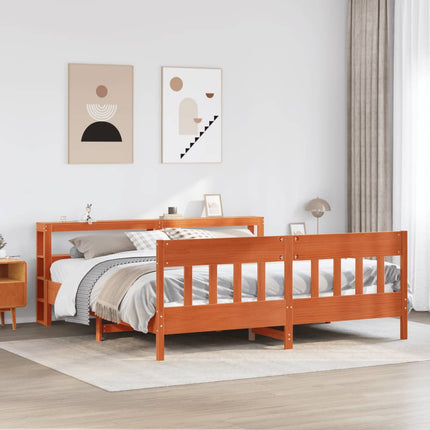 sengeramme uden madras 200x200 cm massivt fyrretræ gyldenbrun