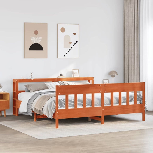 sengeramme uden madras 200x200 cm massivt fyrretræ gyldenbrun