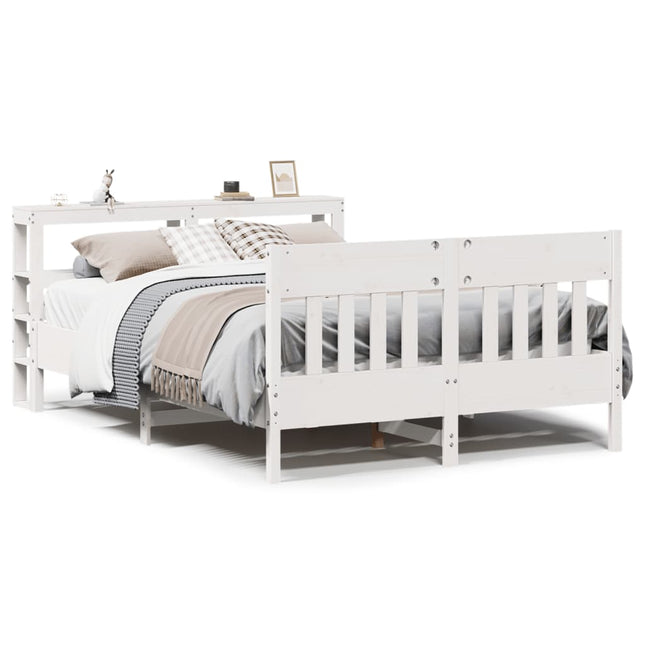 sengeramme uden madras 150x200 cm massivt fyrretræ hvid