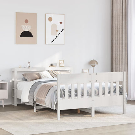 sengeramme uden madras 150x200 cm massivt fyrretræ hvid