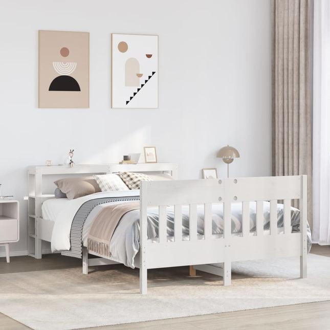 sengeramme uden madras 150x200 cm massivt fyrretræ hvid