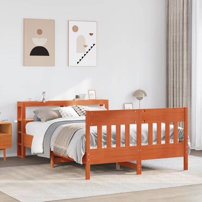 sengeramme uden madras 140x200 cm massivt fyr gyldenbrun