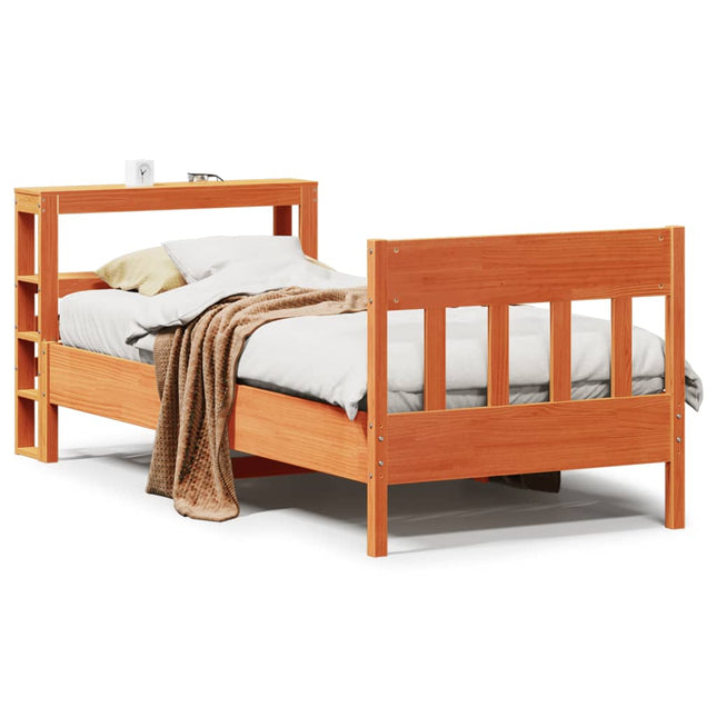 sengeramme uden madras 100x200 cm massivt fyrretræ gyldenbrun