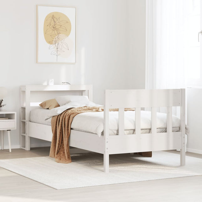 sengeramme uden madras 90x200 cm massivt fyrretræ hvid