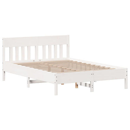 sengeramme uden madras 140x190 cm massivt fyrretræ hvid