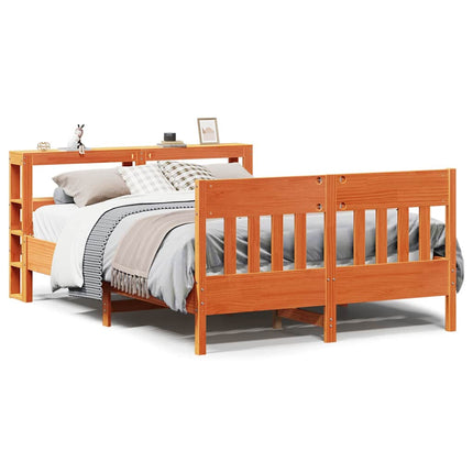 sengeramme uden madras 140x190 cm massivt fyrretræ gyldenbrun