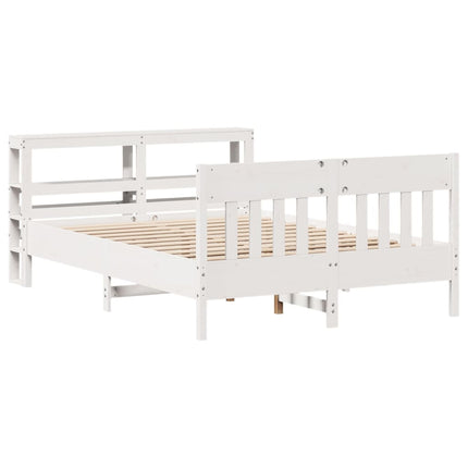 sengeramme uden madras 135x190 cm massivt fyrretræ hvid