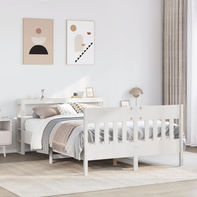 sengeramme uden madras 120x190 cm massivt fyrretræ hvid
