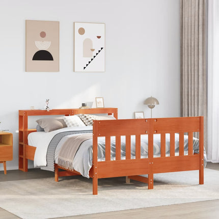 sengeramme uden madras 120x190 cm massivt fyrretræ gyldenbrun