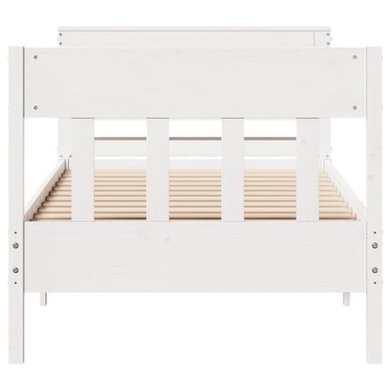 sengeramme uden madras 75x190 cm massivt fyrretræ hvid