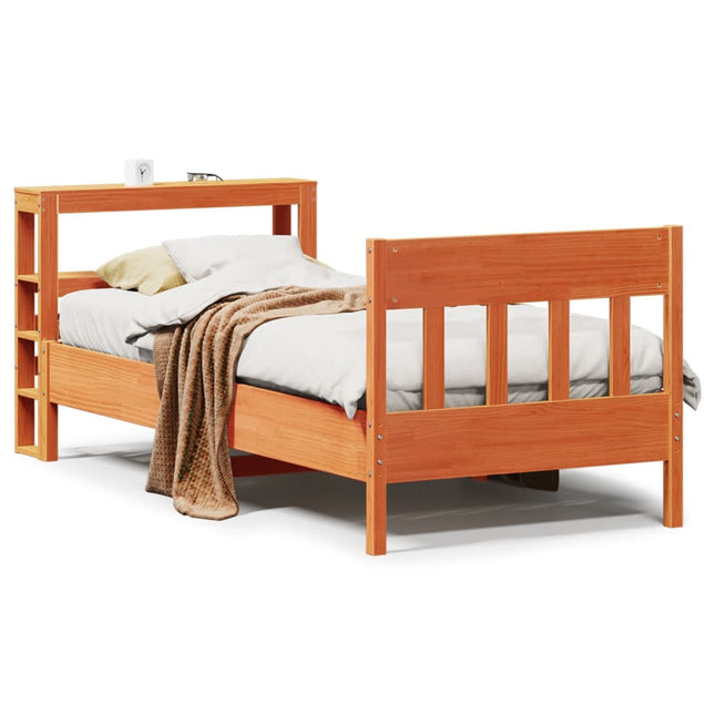 sengeramme uden madras 75x190 cm massivt fyrretræ gyldenbrun