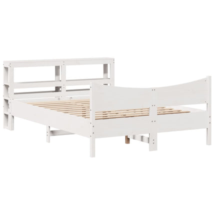 sengeramme med sengegavl 140x190 cm massivt fyrretræ hvid