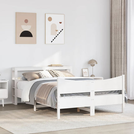sengeramme med sengegavl 140x190 cm massivt fyrretræ hvid